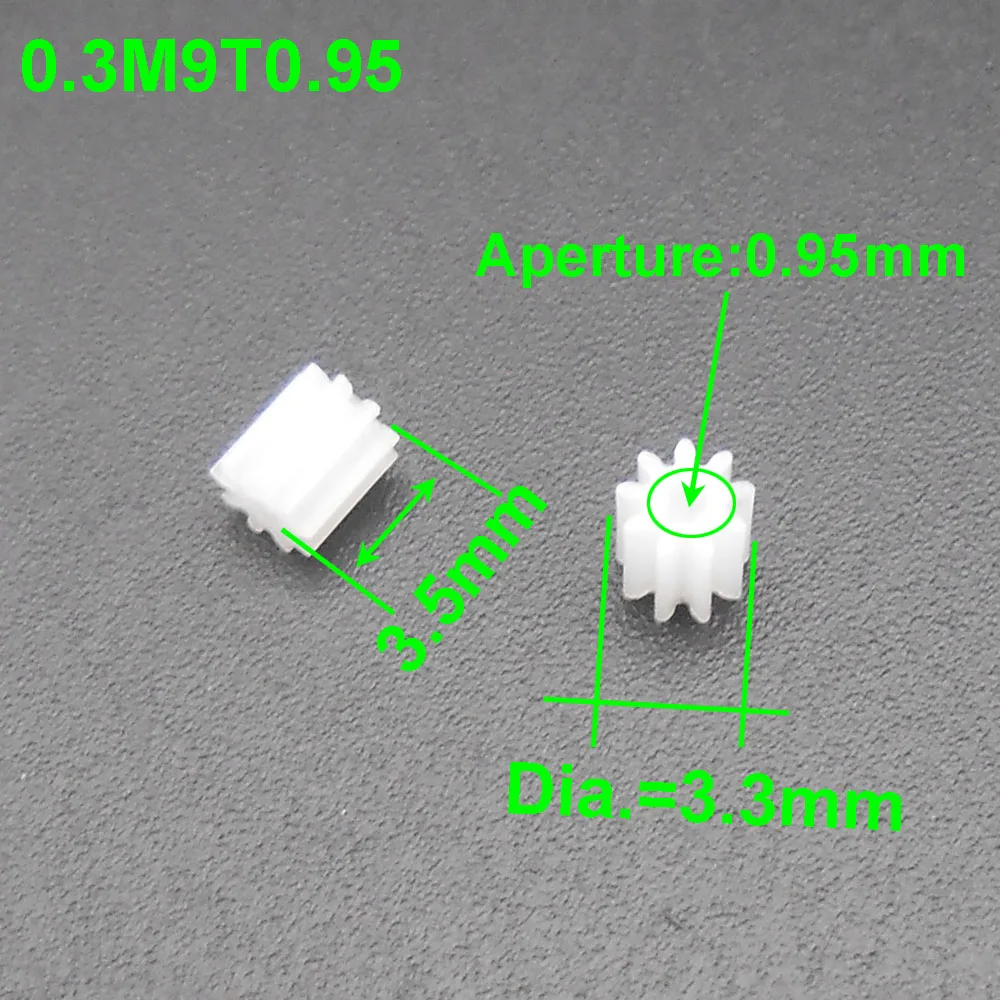 

1000Pcs X 0.3M 9 Teeth Plastic Spur Gear 0.3 Modulus T=9 Aperture 1mm (0.95mm) DIY Model Accessories 9T 3.3MM X 3.5MM Pinion 1A