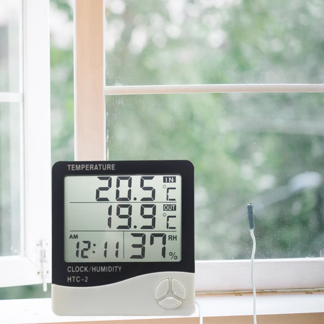 Mini horloge numérique LCD, thermomètre et hygromètre, capteur de  température et d'humidité, pour l'intérieur et l'extérieur, Station météo -  AliExpress