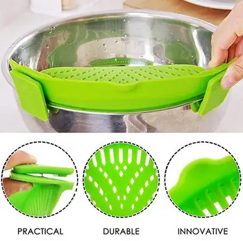 

Silicone Clip On Strainer Colander Spout Kitchen Gadget Tool