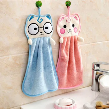 

1Pcs kitchen cartoon cat hanging hand towel handkerchief kitchen hanging towel soft towel bathroom pendant