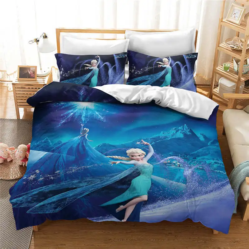 Blue Frozen Elsa Princess Quilt Duvet Covers For Girls Bedroom