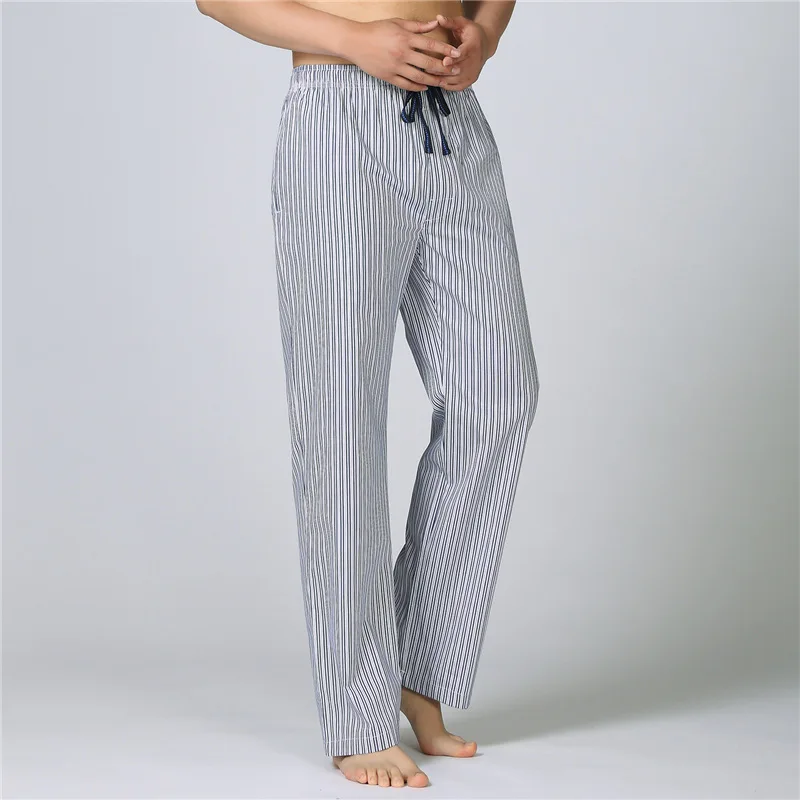 Весенне-осенние домашние штаны, мужские повседневные пижамы в Вертикальную Полоску, мужские длинные ночные штаны, мужские брюки из хлопка XXL