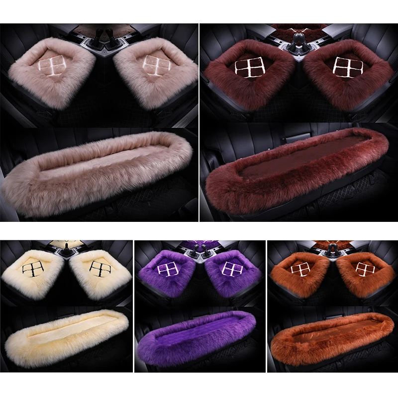 

3 pcs/Set New Winter Warm Car Wool Fur Full Seat Cover Auto Seat Cushion Protector Universal Fit Easy Clean Interior Accessories