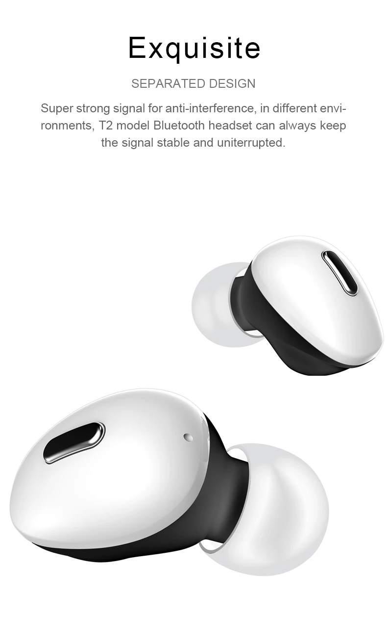 T2 TWS Bluetooth True беспроводная гарнитура для наушников для телефона стерео мини спортивные наушники-вкладыши с микрофоном и зарядным устройством