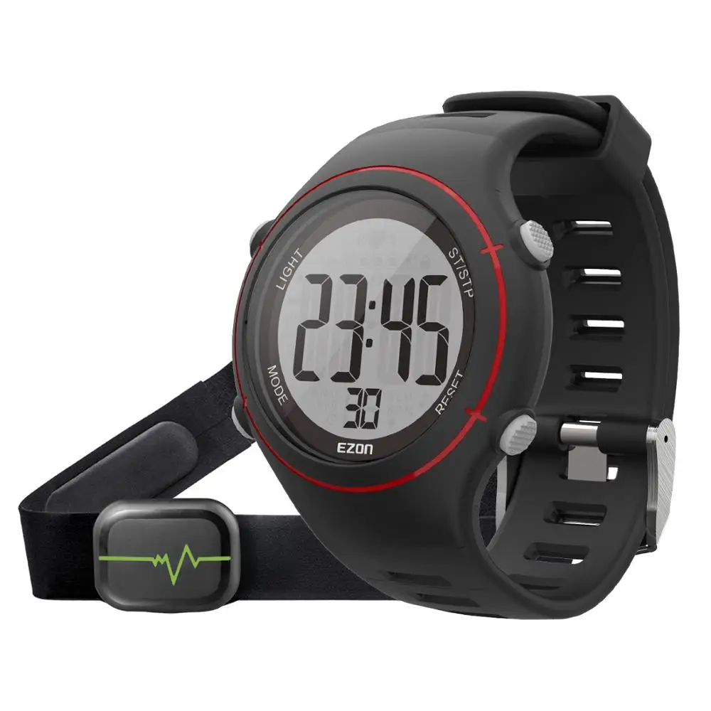 EZON T007 Heart Rate Monitor Fitness Running Digital Watch 50M Waterproof Alarm Stopwatch Sport Wristwatch with Chest Strap|wristwatch