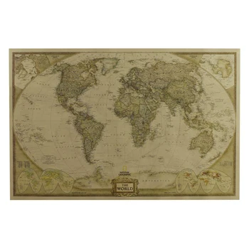 

Large Vintage World Map Office Supplies Detailed Antique Poster Wall Chart Retro Paper Matte Kraft Paper 28*18inch Map Of World