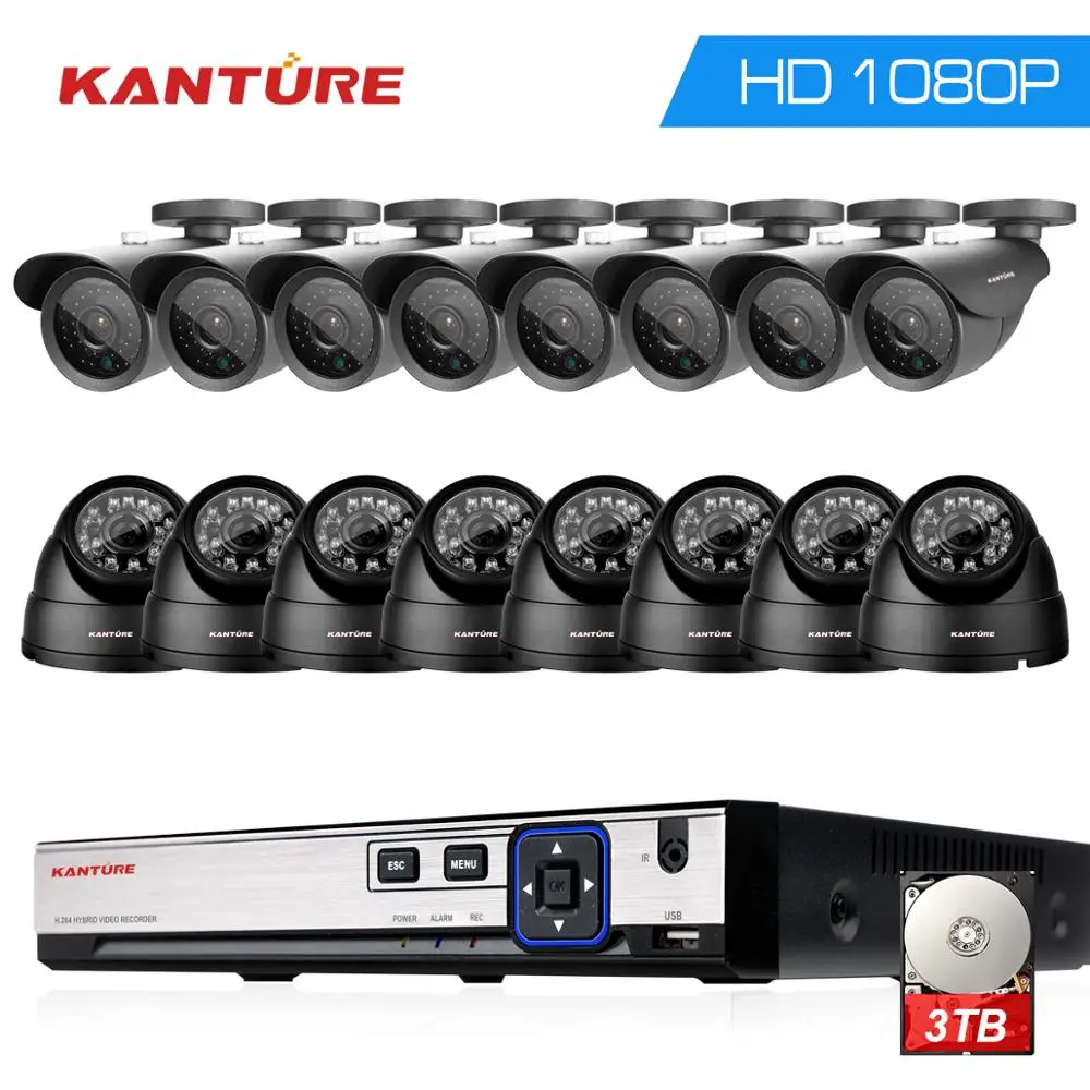 Комплект видеорегистратора KANTURE 16ch HDMI 1080P 16 шт. 1080p 2MP 3000TVL|nvr 1080p|nvr 1080pnvr |