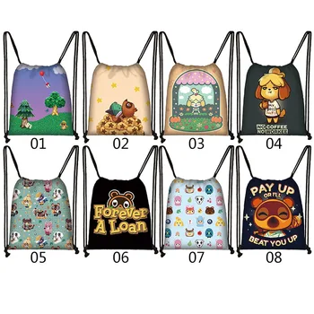 

Cartoon Animal Drawstring Bag Women Men Play Game Character Polyester Double Shoulder Bag Travel Backpack Dropship New