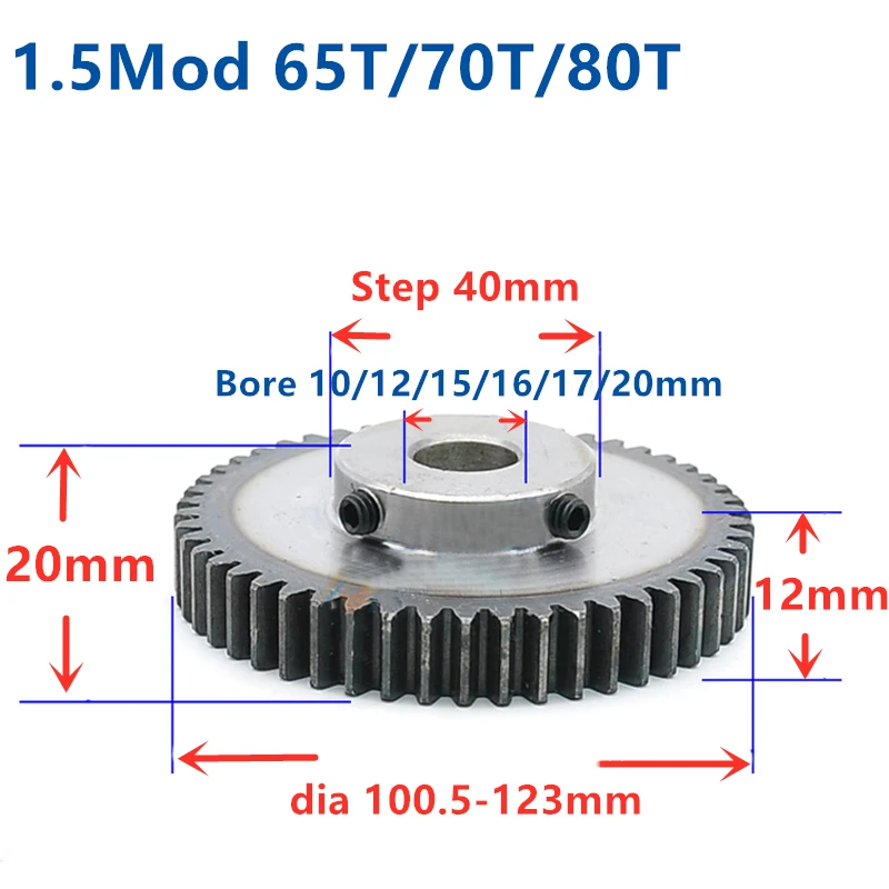 4Mod 10T-80T 45# Steel Spur Gear Thickness 35mm Motor Pinion Transmission Gear 