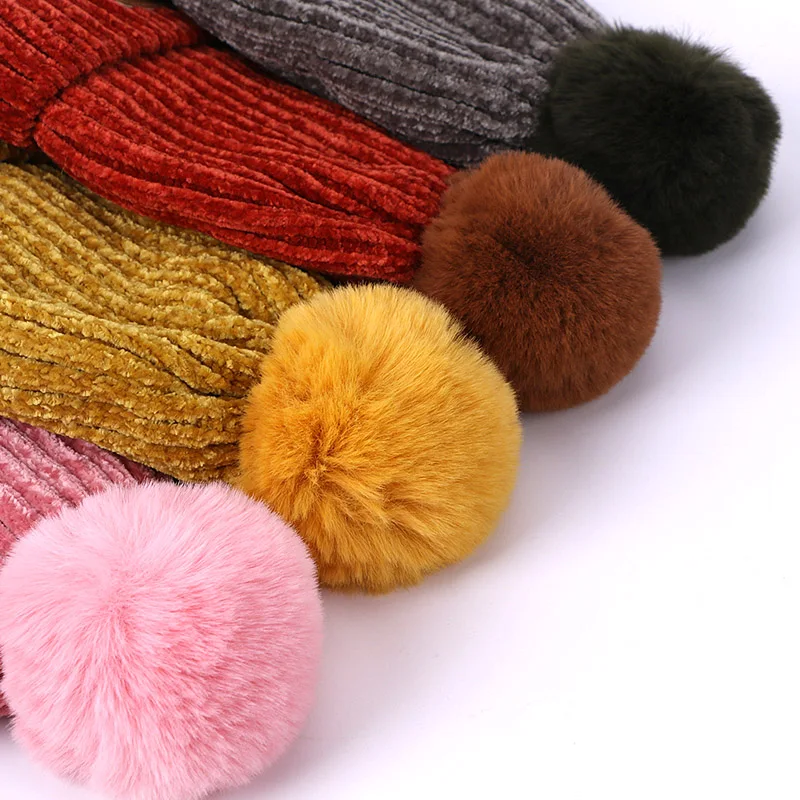 Детская зимняя шапка с помпоном, шарф, наборы перчаток, уличные толстые теплые варежки, шапка, шарф, наборы, Детские милые одноцветные шапки-бини с подкладкой