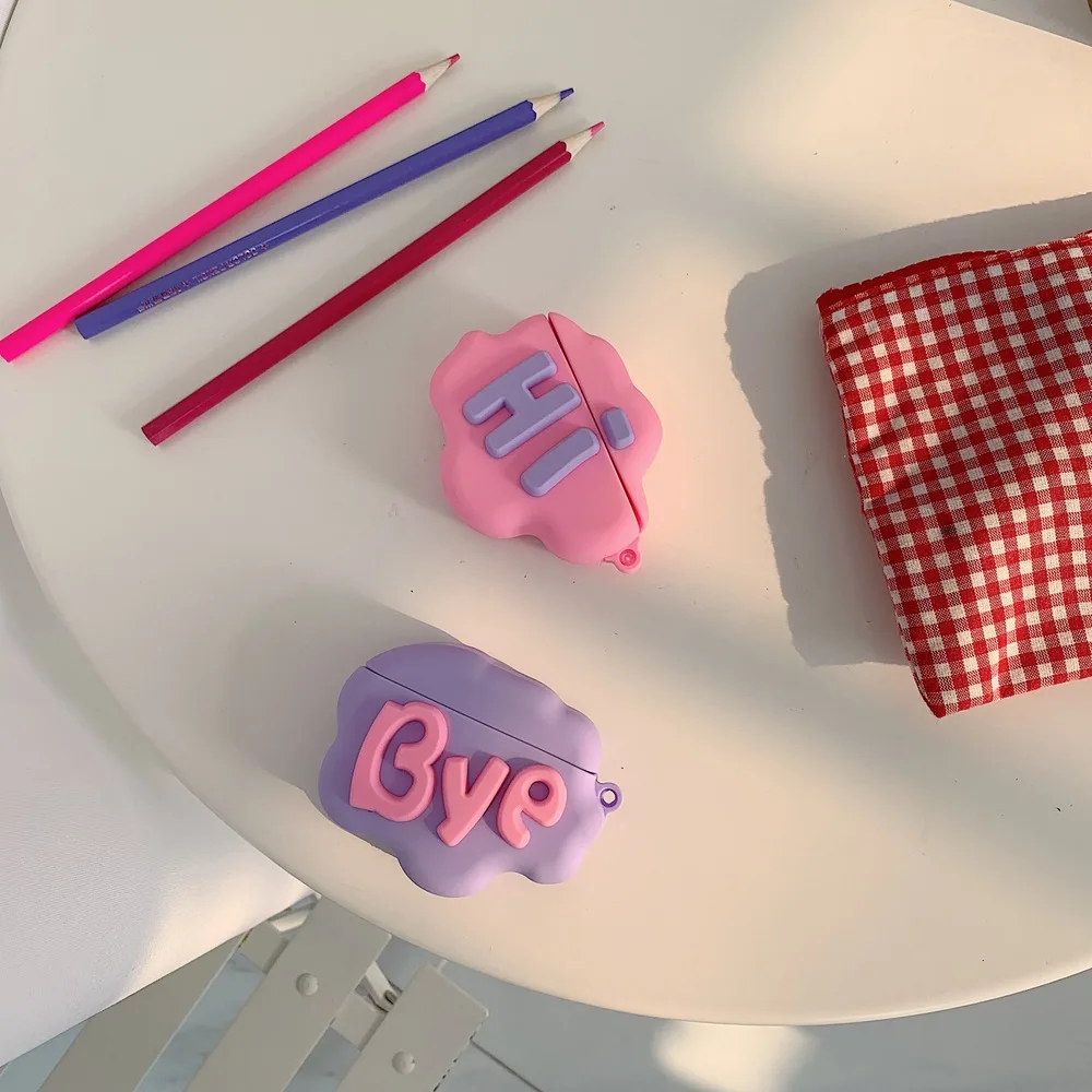 3D мультфильм английские буквы беспроводной чехол для наушников для AirPods 1/2 мягкий силиконовый Bluetooth гарнитура Защитная крышка с крючком