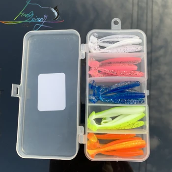 

50ps Jigging Wobblers Fishing Lure 60mm 1.2G shad T-tail soft bait Aritificial Silicone Lures Bass Pike Fishing Tackle