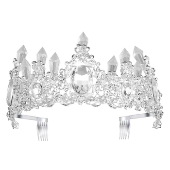 

FRCOLOR Crystal Rhinestone Crown Girl Tiara Princess Crown Bridal Wedding Hair Combs Prom Hair Accessory