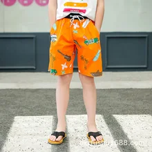 Детские летние штаны; стиль; пляжные шорты из чистого хлопка с принтом героев мультфильмов; пляжные шорты для отдыха; Детские 1918