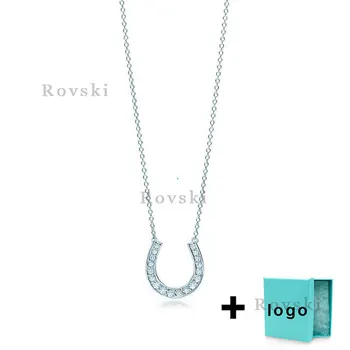 

XL TFX Rllen popular sterling silver U-shaped gemstone necklace is suitable for women's party jewelry wholesale free shipping.