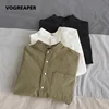 Simple Design Solid Colors Long Sleeve Shirts Korean Fashion Mandarin Collar 100% Cotton White Black Shirt Soft and Comfort ► Photo 1/6