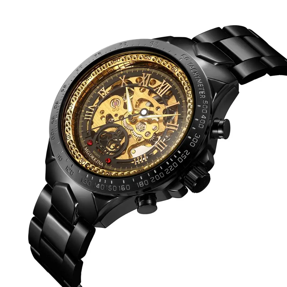 Мужские наручные часы Reloj Hombre 2020 MGORKINA королевское золото прозрачный чехол