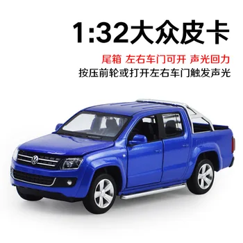 

1:32 high simulation Volkswagen pickup alloy sound and light pull back music open door children's toy car model for kids gifts