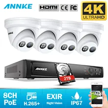 ANNKE 8CH 4K Ultra HD POE сетевая видео система безопасности 8MP H.265+ NVR с 4 шт 8MP Всепогодная IP камера CCTV комплект безопасности