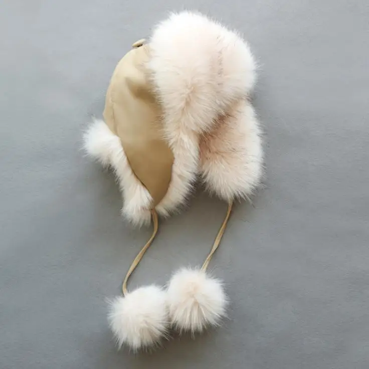 Beige hat Зимние Детские пальто из искусственного меха; пальто с капюшоном из искусственного лисьего меха для девочек; плотная теплая верхняя одежда; хлопковое пальто; детские куртки Modis; Y2408 - Цвет: Beige hat