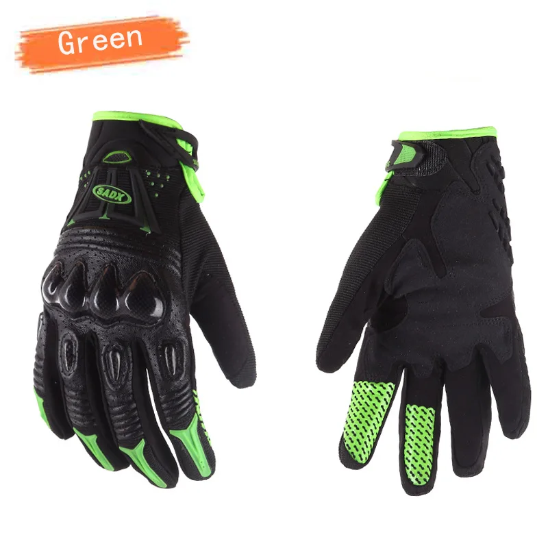 Велосипедные перчатки из углеродного волокна, защитная оболочка, мужские длинные перчатки для мотоцикла, перчатки для горного велосипеда, гоночные перчатки, зимние - Цвет: Зеленый