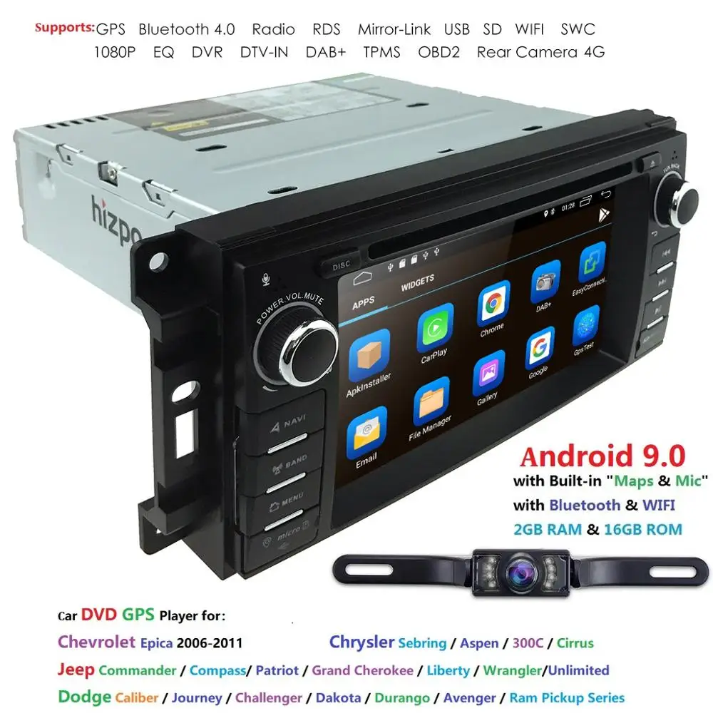 6," Android 9,0 автомобильный стерео CD dvd-плеер в тире Автомобильный Радио мультимедийный плеер для JEEP навигационная система lcd Bluetooth WiFi gps