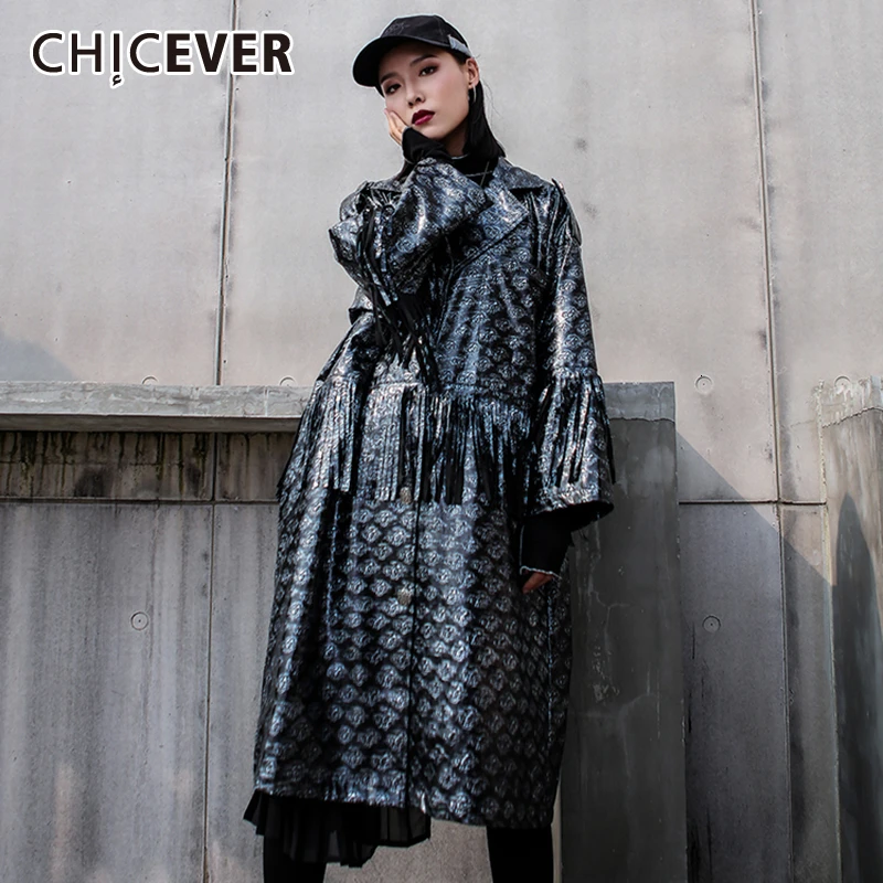 CHICEVER из искусственной кожи в стиле пэчворк с бахромой ветрозащитное пальто Для