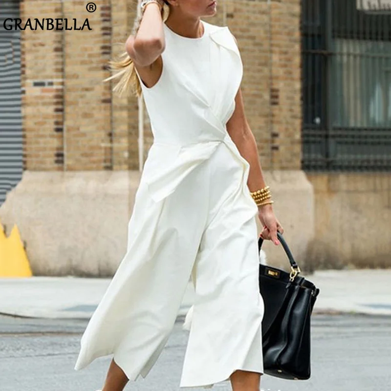 Summer Female Plus Size Loose Jumpsuit Trousers Casual Ankle Length Pants Overalls White Jumpsuit Elegant For Women