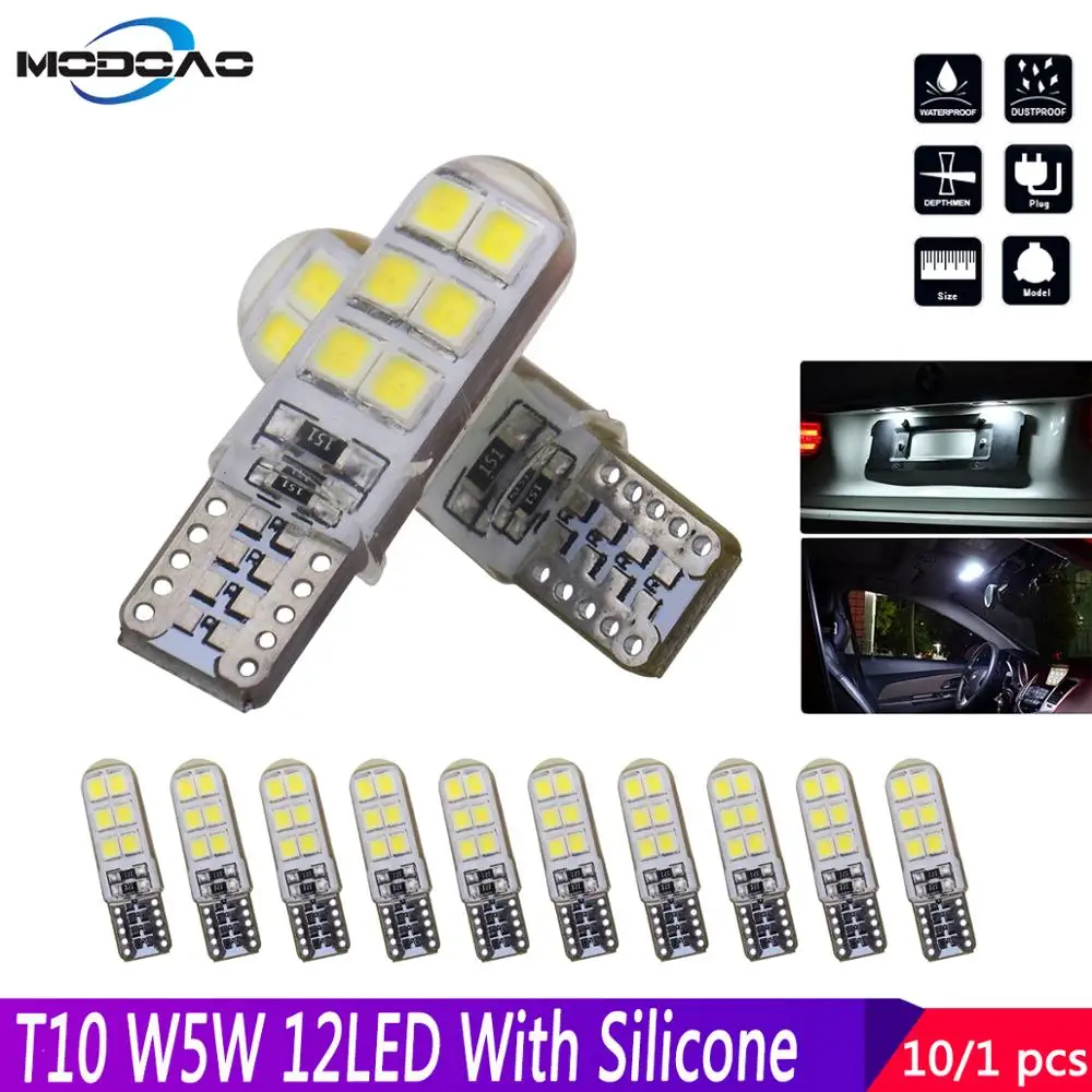 1/10 шт. T10 W5W Canbus светодиодный 194 168 2825 лампы 12 SMD3528 салона Чтение светильник на
