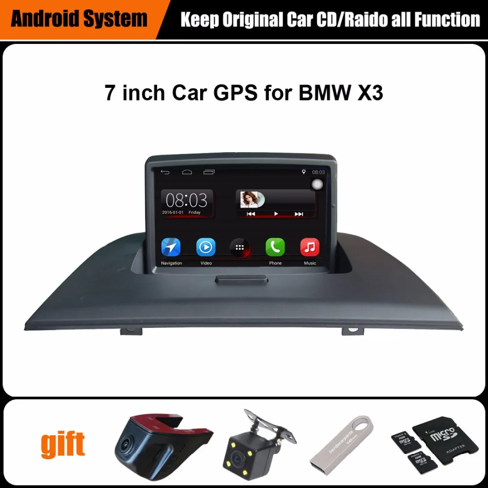 Central multimídia automotiva para bmw x3, e83, 7 polegadas, android 7.1, com tela touch de