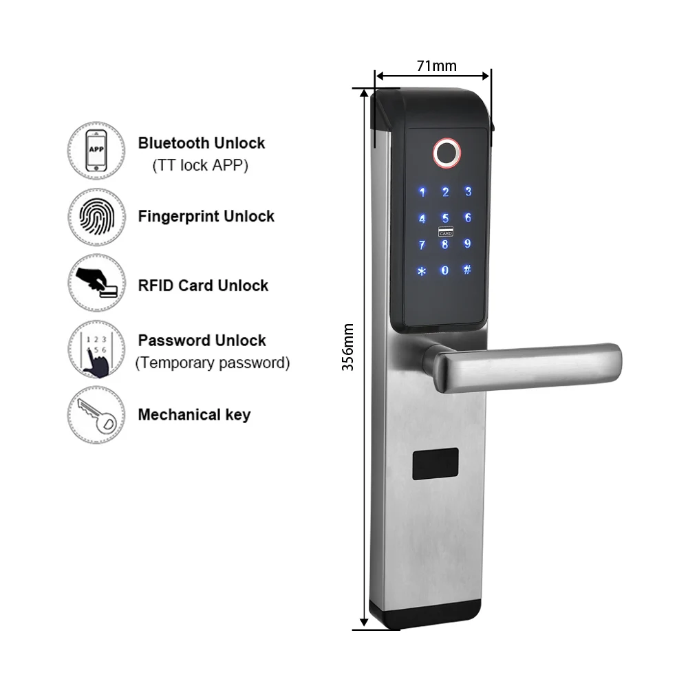 US $143.22 Security Smart Biometric Fingerprint Digital Code RFID Card Electronic Door Lock With Bluetooth App WiFi for Home