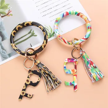 

2020 New PU Leather O Bracelet Keychains Tassel Door Opener Contactless Pendant Wristlet Keychain For Women