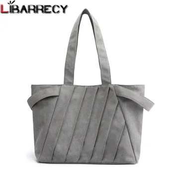 

Pleated Tote Bag for Women 2020 Canvas Casual Large Capacity Travel Bag Designer Simple Shoulder Bags Female Handbag Main Sac