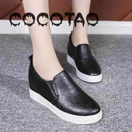 

Increased In Female 2019 Chun Xia Han Edition Joker White Shoe Leather A Leather Casual Shoes Wedges25