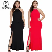 Skyyue вечернее платье однотонное элегантное женское вечернее платье большого размера без рукавов robe De Soiree Холтер вышитое Стразами Вечернее платье T021