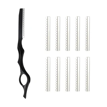 

1 Set Manual Hairdressing Shaver Handhold Shaving Razor with 10pcs Blades