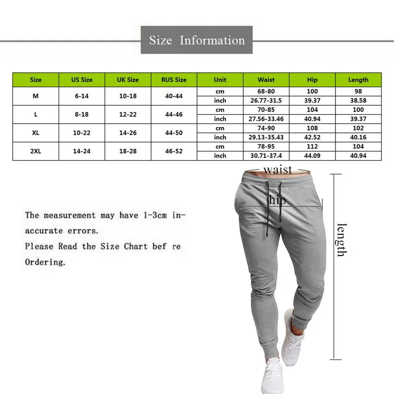 2020 New Mens Sports and Leisure Trousers Full Length Solid Color Versatile Running Drawstring Training Fitness 3