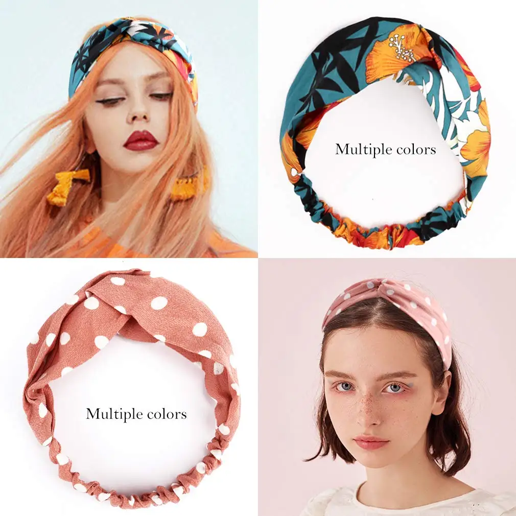 

Hair Accessories 15 PCS Head Wraps for Women Headbands Vintage Flower Printed Cross Elastic Head Wrap
