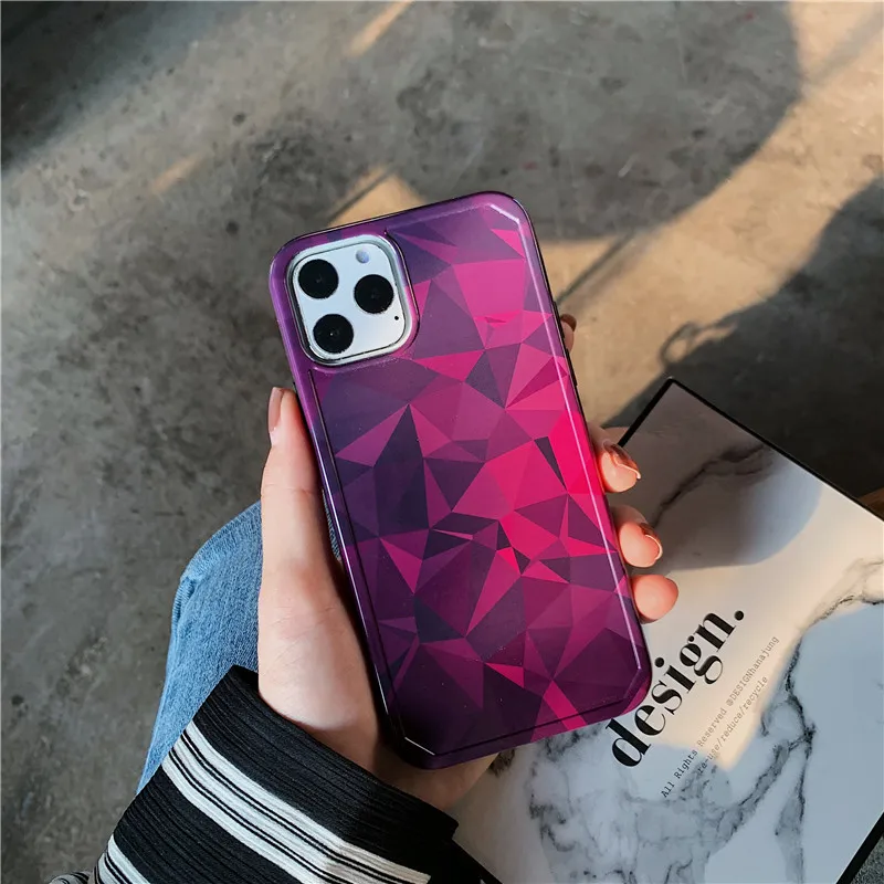 Чехлы для телефонов с геометрическим рисунком ромб и фиолетовым кристаллом Iphone XS