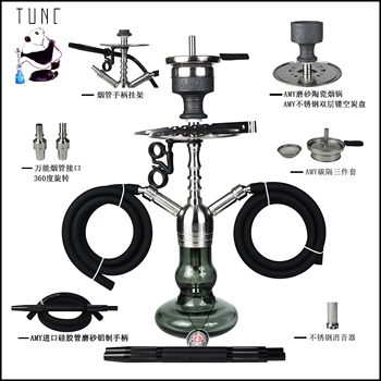 

Arabian bar KTV home water pipe large, medium and small hookah shisha glass lamp pot full set package portable hookah