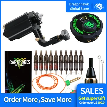 

Complete Tattoo Kit Professional Rotary Machine Set Cartridge Needles LCD Tattoo Power Supply
