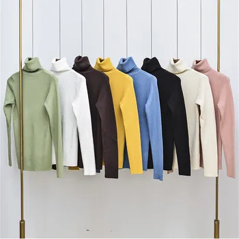 

New Spring Elegant Candy Color Women Sweaters Slim Turtleneck Pullovers Casual Solid Knitted Tops Female Warm Sweater 8 Colors