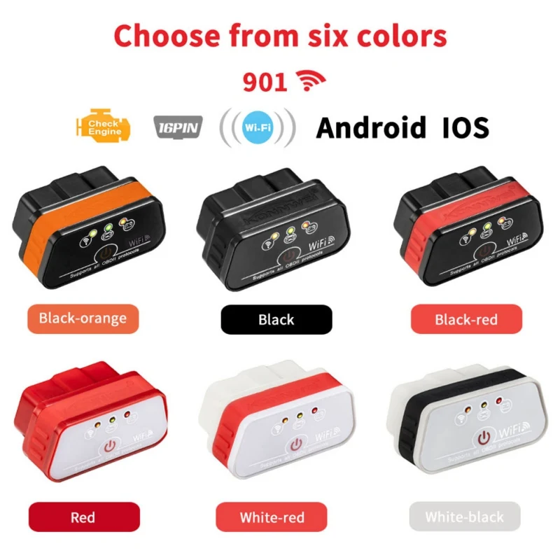 Автомобильный диагностический инструмент KW901 ELM327 OBD2 Bluetooth KW 901 ELM 327 Wifi для Android / IOS1|