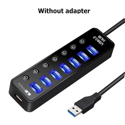 Multi-Port USB 3.0 Hub with Power Adapter for Smart Charging and Connectivity (7 port no adapter)