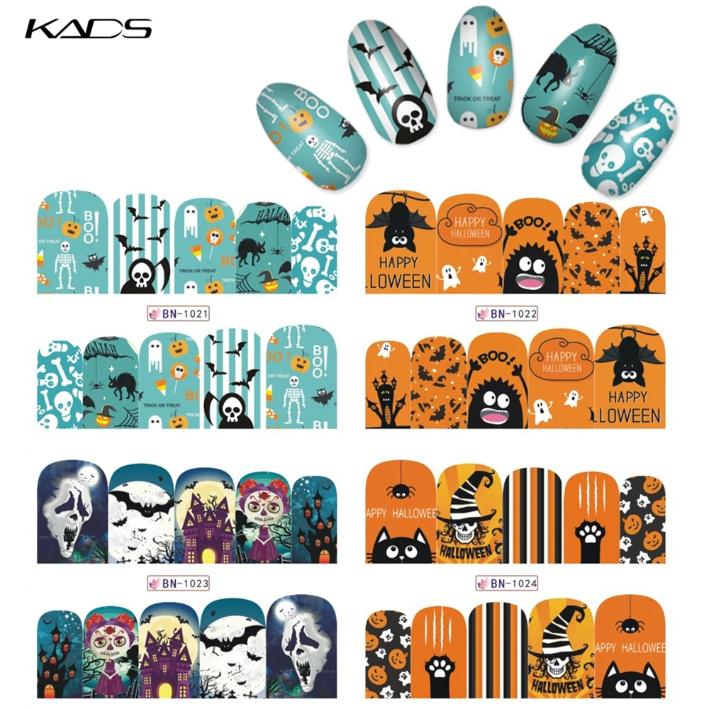Наклейки KADS для ногтей серии Хэллоуина наклейки водная переводная наклейка