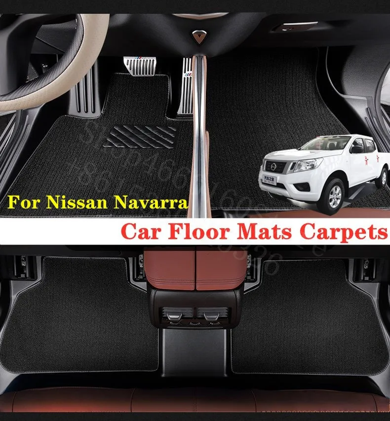 Puou для Nissan Navarra автомобильные коврики, ковры, передний и задний полный набор, Пользовательские Авто накладки для ног, автомобильные водонепроницаемые ковровые покрытия