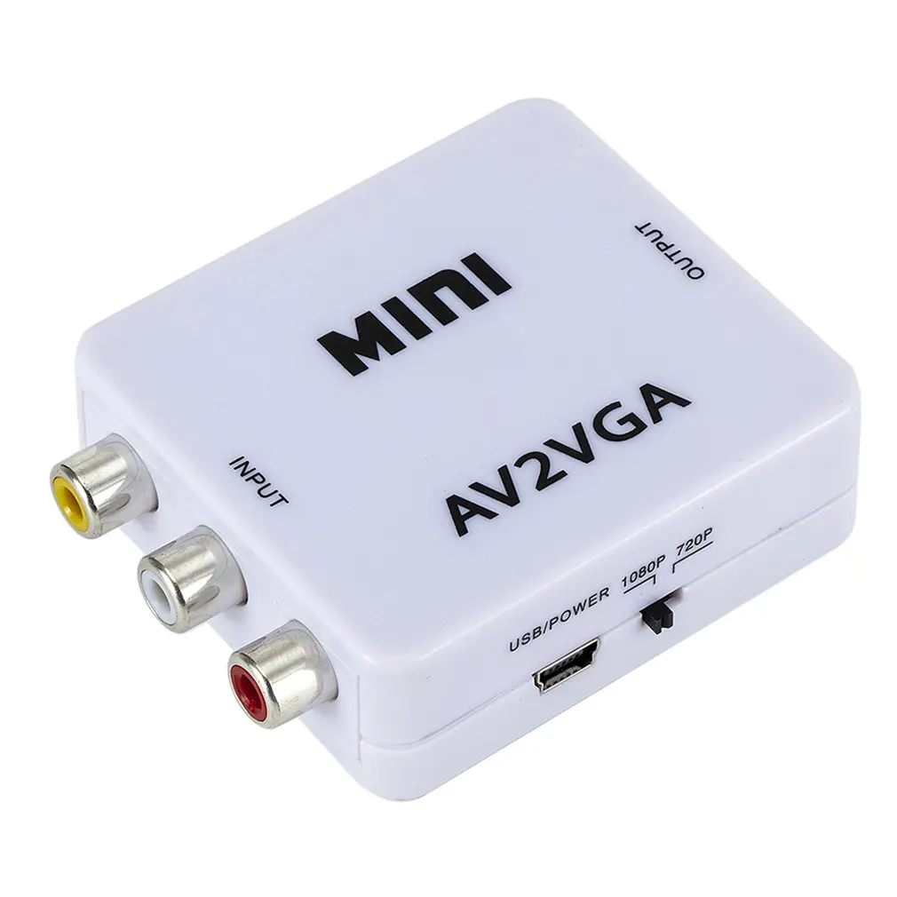 Мини-hd AV2VGA видео конвертер для привода Softwareav в Vga конвертер-топ коробка видео для монитора конверсионный линейный монитор