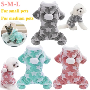 

Lovely Thickening Small Dog Jumpsuit Dog Cute Warm Hoodie Cat Pajamas Jumper Pet Costumes For Mini Poodle Papillon Pomeranian