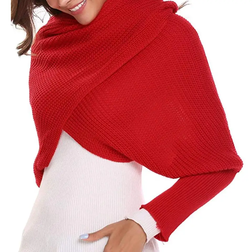 knitted shawl with sleeves