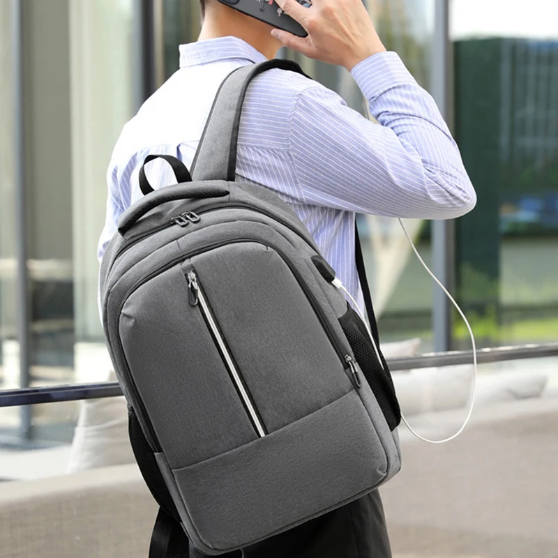 IKE MARTI Large capacity laptop backpack men's 15.6-inch office ladies business bag unisex solid color casual |